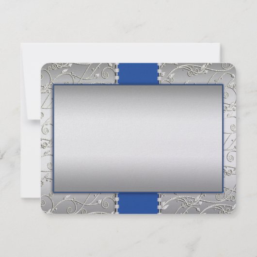 Blue and Silver Swirl Wedding Bedankt (Achterkant)