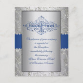 Blue and Silver Swirl Wedding Reception Card Informatiekaartje (Voorkant)