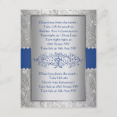 Blue and Silver Swirl Wedding Reception Card Informatiekaartje (Achterkant)