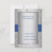 Blue and Silver Swirl Wedding RSVP (Voorkant)