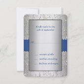 Blue and Silver Swirl Wedding RSVP (Voorkant)