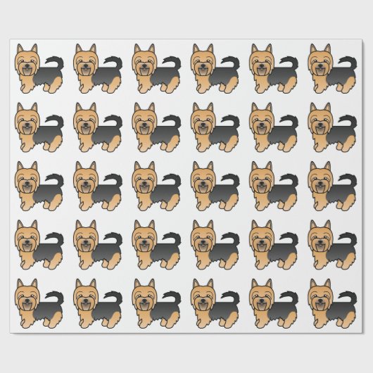 Blue and Tan Australian Terrier Cute Dog Pattern Cadeaupapier (Vlak)