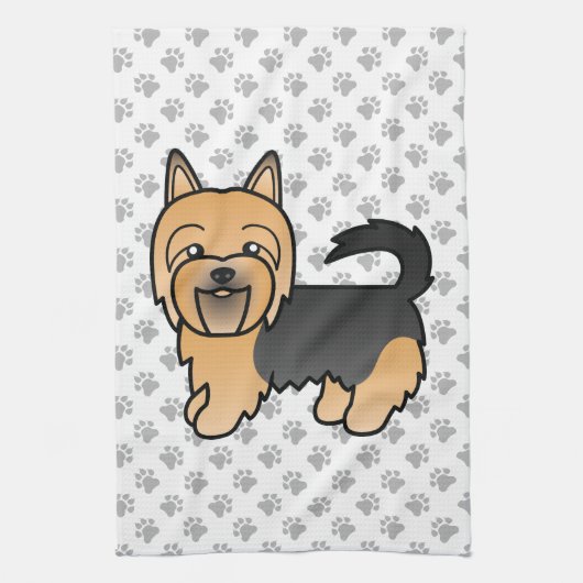 Blue and Tan Australian Terrier Cute Dog Theedoek (Verticaal)
