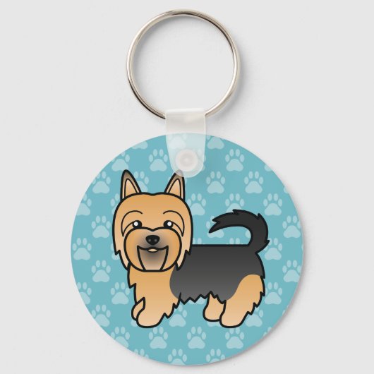 Blue and Tan Australian Terrier Dog Cartoon Design Sleutelhanger (Voorkant)