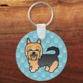 Blue and Tan Australian Terrier Dog Cartoon Design Sleutelhanger (Voorkant)