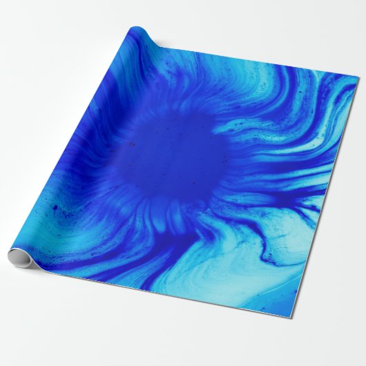 Blue and teal abstract painting cadeaupapier (Uitgerold)