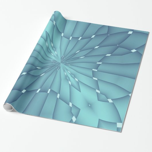 Blue and Turquoise Metallic Star Cadeaupapier (Uitgerold)