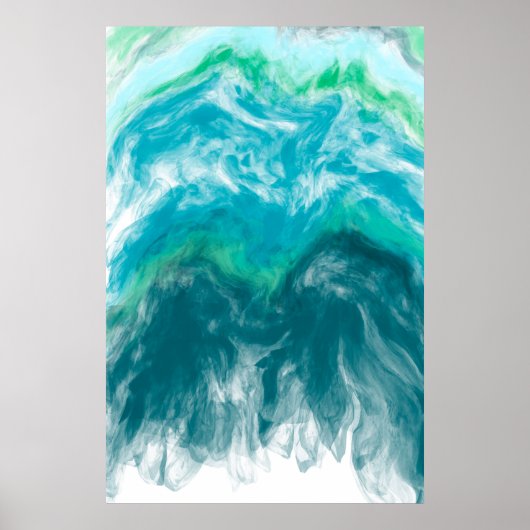 Blue and Turquoise Ocean Waves Digital Ar Poster (Voorkant)