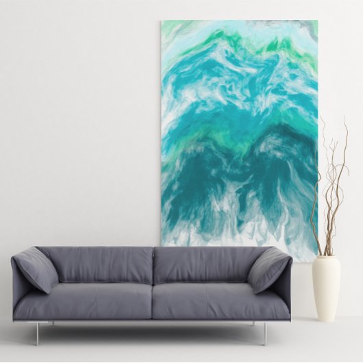 Blue and Turquoise Ocean Waves Digital Ar Poster