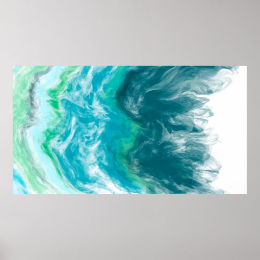 Blue and Turquoise Ocean Waves Digital Ar Poster (Voorkant)