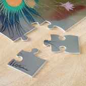 Blue and Turquoise Peacock in Flowers Legpuzzel (Zijkant)