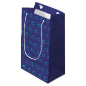 Blue and Turquoise Smile Pattern Gift Bag Klein Cadeauzakje (Voorkant Gekanteld)