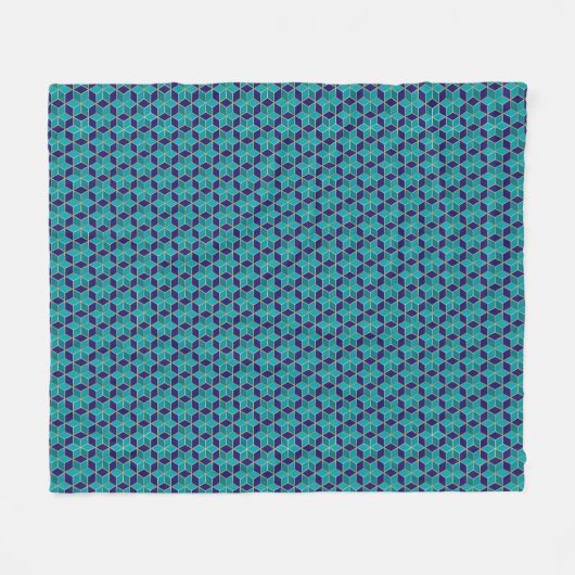 Blue and Turquoise Star van David Tessellation Fleece Deken (Voorkant (Horizontaal))