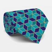 Blue and Turquoise Star van David Tessellation Stropdas (Opgerold)