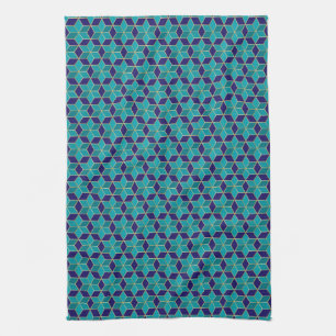Blue and Turquoise Star van David Tessellation Theedoek