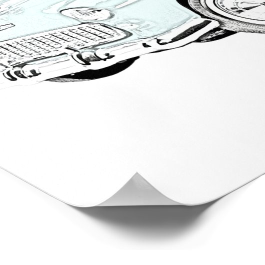 Blue and White 1955 Chevy Bel Air Drawing Poster (Hoek)