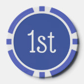 Blue and White 1st First Place Winner Award Poker Chips (Voorkant)