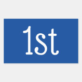 Blue and White 1st First Place Winner Award Rechthoekige Sticker (Voorkant)
