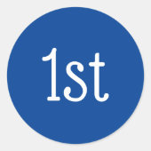 Blue and White 1st First Place Winner Award Ronde Sticker (Voorkant)