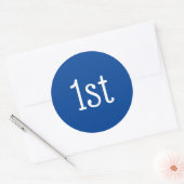 Blue and White 1st First Place Winner Award Ronde Sticker (Envelop)