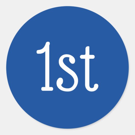 Blue and White 1st First Place Winner Award Ronde Sticker (Voorkant)