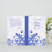 Blue and White Abstract Floral Wedding Programme (Staand voorkant)
