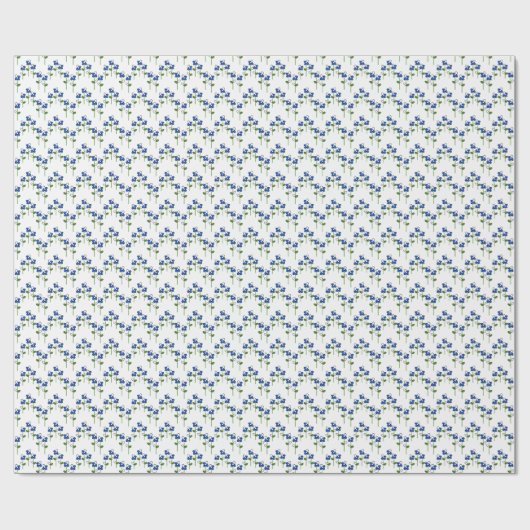 Blue and White Abstract Flowers Cadeaupapier (Vlak)