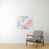 Blue and white abstract painting wandkleed (In Situ (horizontaal))