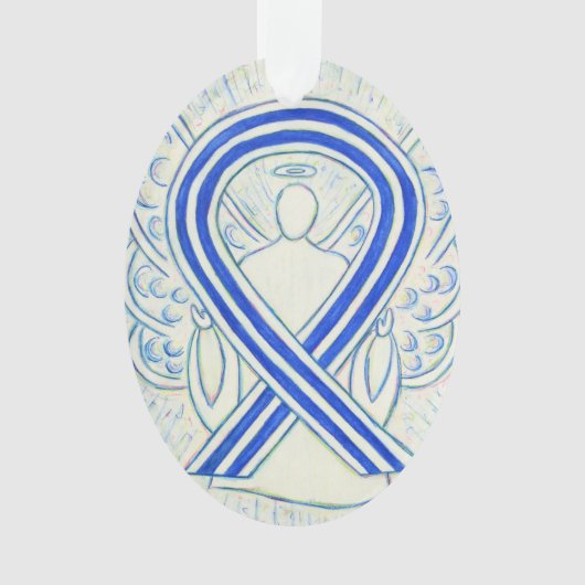 Blue and White ALS Awareness Ribbon Angel Ornament (voorkant)