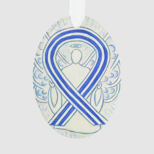 Blue and White ALS Awareness Ribbon Angel Ornament (achterkant)