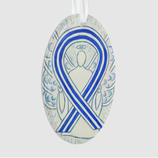 Blue and White ALS Awareness Ribbon Angel Ornament (voorkant)