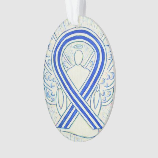 Blue and White ALS Awareness Ribbon Angel Ornament (voorkant)