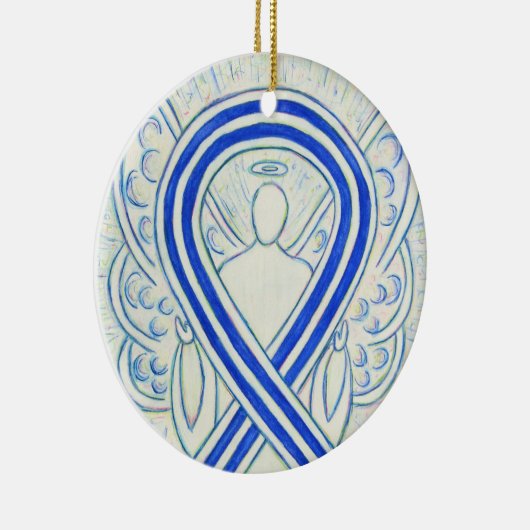 Blue and White ALS Awareness Ribbon Angel Ornament (Rechts)