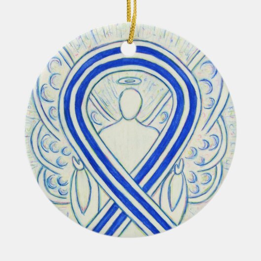 Blue and White ALS Awareness Ribbon Angel Ornament (Voorkant)