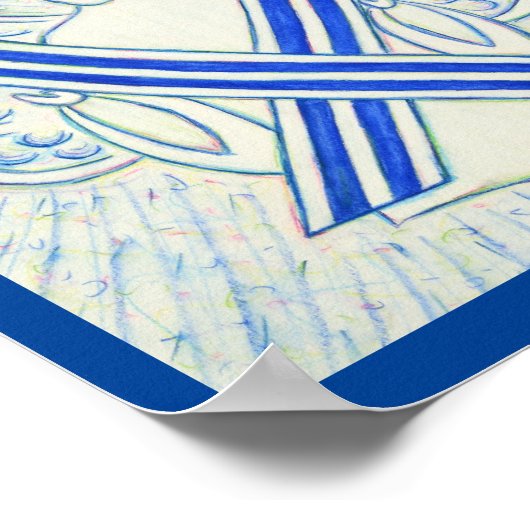 Blue and White ALS Awareness Ribbon Angel Poster (Hoek)