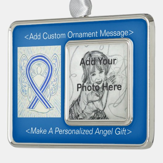 Blue and White ALS Awareness Ribbon Ornament (Links)