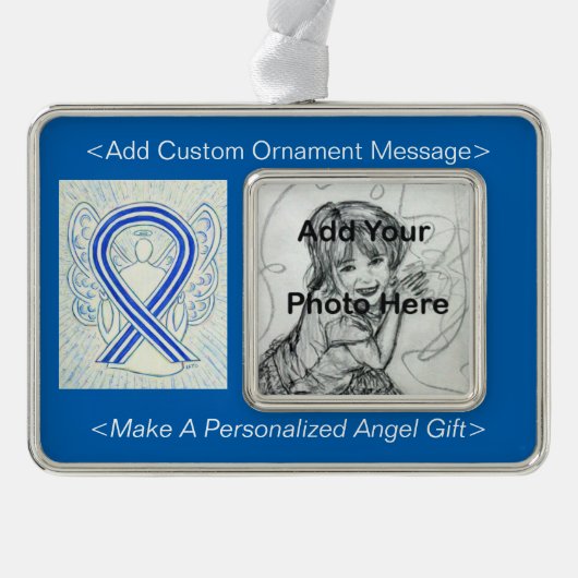 Blue and White ALS Awareness Ribbon Ornament (Voorkant)