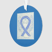 Blue and White ALS Awareness Ribbon Ornaments Ornament (voorkant)