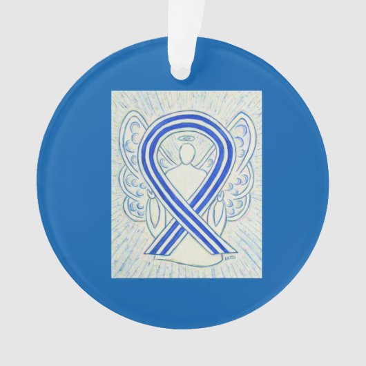Blue and White ALS Awareness Ribbon Ornaments Ornament (voorkant)