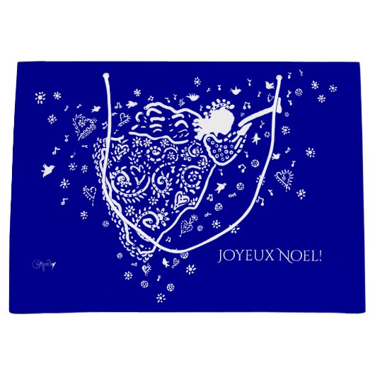 Blue and White Angel Gift Bag Groot Cadeauzakje (Voorkant)