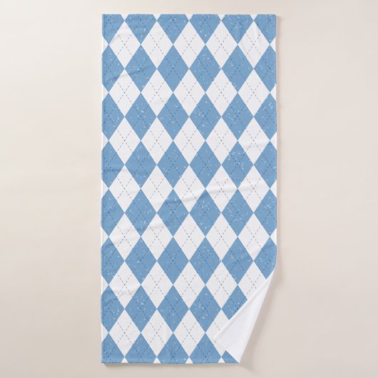 Blue and White Argyle Diamond Geometric Pattern Badhanddoek (Badhanddoek)