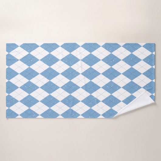 Blue and White Argyle Diamond Geometric Pattern Badhanddoek (Badhanddoek)