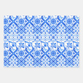Blue and White Azulejo Spain Azul Pattern Wrappi Inpakpapier Vel (Voorkant 3)