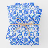 Blue and White Azulejo Spain Azul Pattern Wrappi Inpakpapier Vel (In situ)
