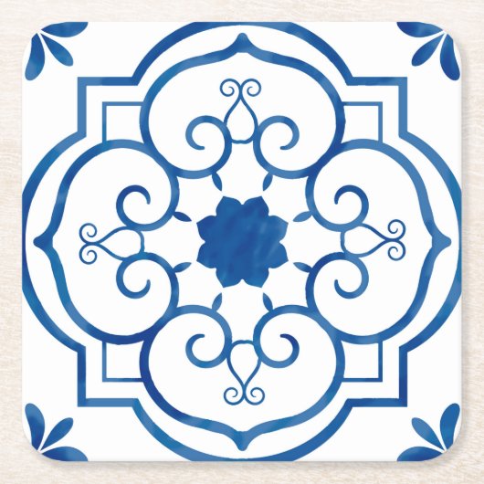 Blue and White Azulejos  Pattern Portugal Kartonnen Onderzetters (Voorkant)