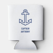 Blue and White Boat Anchor Personalized Koelbox Blikjeskoeler (Achterkant)