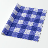 Blue and White Bold Checkered Plaid Design  Cadeaupapier (Uitgerold)