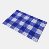 Blue and White Bold Checkered Plaid Design  Deurmat (Schuin)