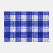 Blue and White Bold Checkered Plaid Design  Deurmat (Voorkant)