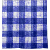Blue and White Bold Checkered Plaid Design  Douchegordijn (Voorkant)